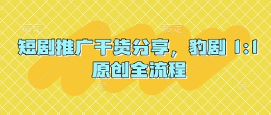 短剧推广干货分享，豹剧 1:1原创全流程-8U创业网