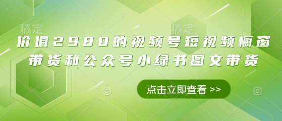 价值2980的视频号短视频橱窗带货和公众号小绿书图文带货-8U创业网
