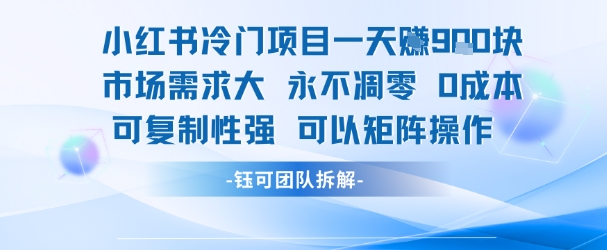 小红书冷门项目一天收益9张，市场需求大，0成本，可复制性强可以矩阵操作-8U创业网