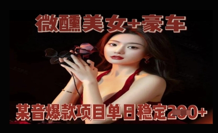 微醺美女+豪车，抖音爆款项目单日稳定2张+-8U创业网
