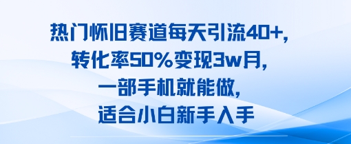 热门怀旧赛道每天引流40+，转化率50%月变现3w，一部手机就能做，适合小白新手入手-8U创业网
