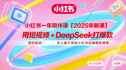 小红书一年陪伴课【2025年新课】，用短视频+deepSeek打爆款，史上最干货的小红书店铺爆款课程-8U创业网