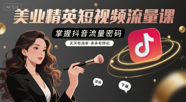 美业精英短视频流量课，掌握抖音流量密码，天天有询单，条条有转化-8U创业网