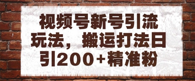 视频号新号引流玩法，搬运打法日引200+精准粉，可矩阵放大【揭秘】-8U创业网