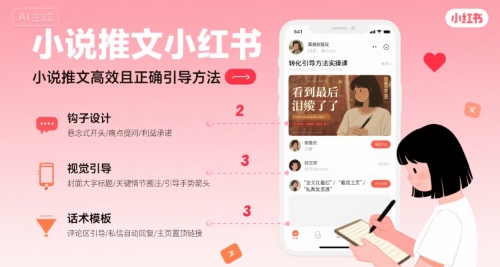 小说推文小红书高转化引导方法实操课，小说推文高效且正确引导方法-8U创业网