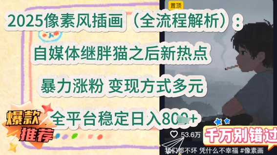 2025像素风插画(全流程解析)：自媒体继胖猫之后新热点，暴力涨粉，变现方式多元，全平台稳定日入多张-8U创业网