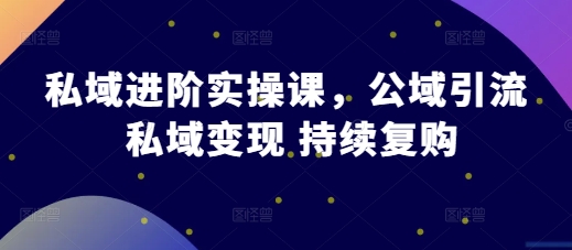 私域进阶实操课，公域引流 私域变现 持续复购-8U创业网