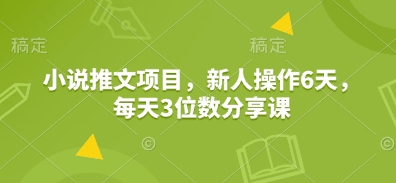 小说推文项目，新人操作6天，每天3位数分享课-8U创业网