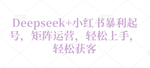 Deepseek+小红书暴利起号，矩阵运营，轻松上手，轻松获客-8U创业网