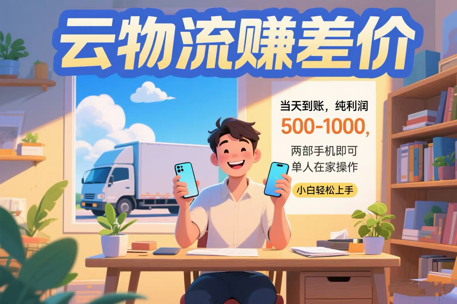 （15492期）云物流赚差价 当天到账纯利润500-1000 两部手机即可 可单人在家操作 小…-8U创业网