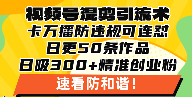 视频号混剪引流技术，500万播放引流17000创业粉，操作简单当天学会-8U创业网