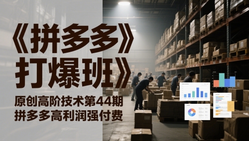 《拼多多打爆班》原创高阶技术第44期，拼多多高利润强付费-8U创业网