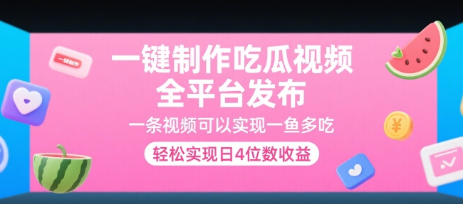 一键制作吃瓜视频，全平台发布，一条视频可以实现一鱼多吃，轻松实现日4位数收益【揭秘】-8U创业网