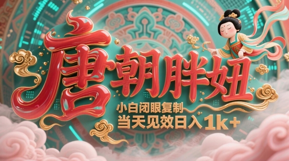 用AI克隆“唐朝胖妞”日更3条，平台疯狂推流，小白闭眼复制，当天见效，日入1k+-8U创业网