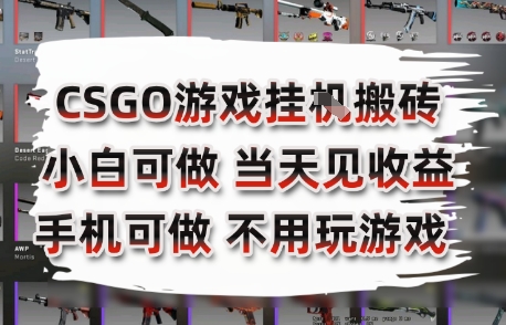 CSGO游戏挂G搬砖，小白纯手机即可操作，不用电脑打游戏，日入3张+，副业网创项目【揭秘】-8U创业网