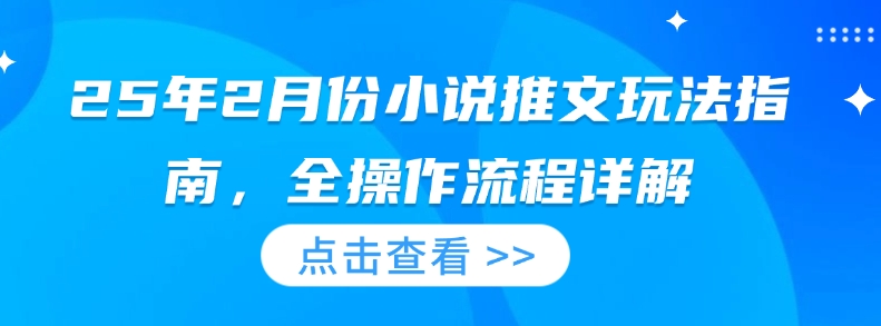 25年2月份小说推文玩法指南，全操作流程详解-8U创业网