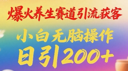 爆火养生赛道引流获客，小白无脑操作，日引200+-8U创业网