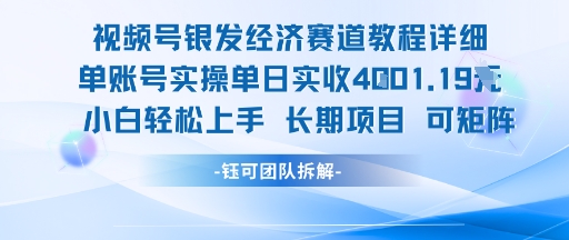 视频号银发经济赛道单账号实操单日实收1k+，小白轻松上手长期项目-8U创业网