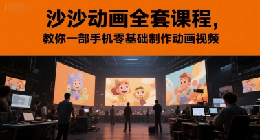 沙沙动画全套课程，教你一部手机零基础制作动画视频-8U创业网