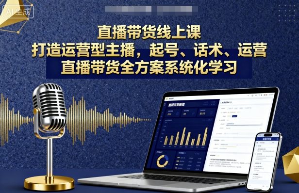 直播带货线上课，打造运营型主播，起号、话术、运营，直播带货全方案系统化学习-8U创业网