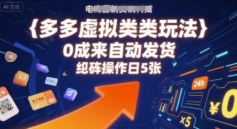 多多虚拟类目玩法，0成本全自动发货，矩阵操作日5张-8U创业网