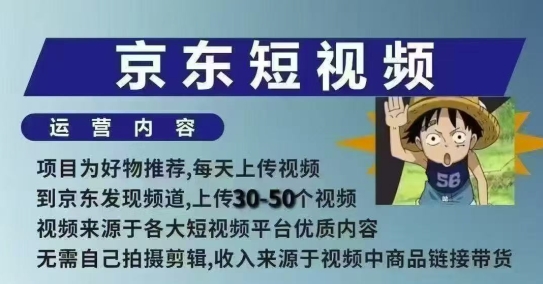 京东短视频带货课，无需自己拍摄剪辑，保姆式教学，两天快速上手-8U创业网