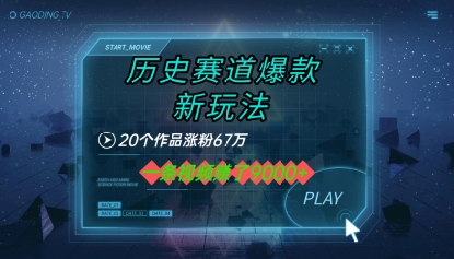 20个作品涨粉67W，一条视频收益1k+，历史赛道爆款新玩法-8U创业网