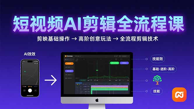 （15647期）短视频AI剪辑技能，从剪映基础操作到高阶创意玩法，全流程剪辑技术-8U创业网