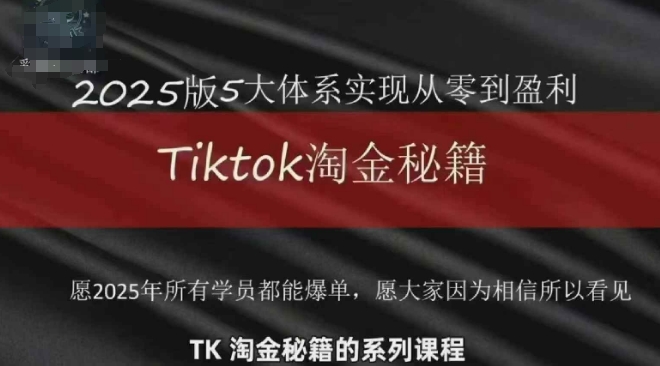 TikTok跨境2025淘金秘籍，​2025TikTok从0到盈利变现-8U创业网