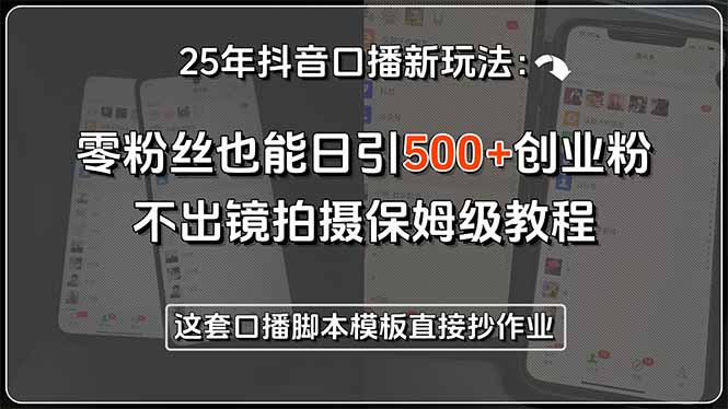 （15384期）25年抖音口播新玩法：零粉丝也能日引500+创业粉，不出镜拍摄保姆级教程…-8U创业网