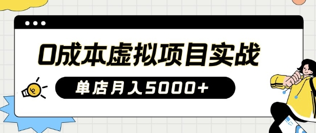 0成本虚拟项目实战手把手教你落地，单店月入5k-8U创业网