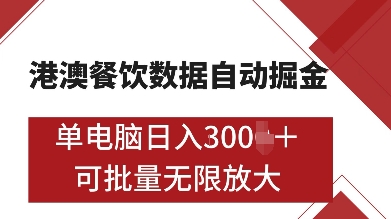 港澳餐饮数据全自动掘金，单电脑日入多张, 可矩阵批量无限操作【揭秘】-8U创业网