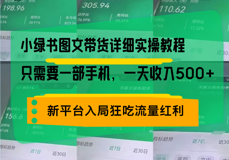 小绿书图文带货详细实操教程，只需要一部手机，一天收入500+，轻松变现-8U创业网