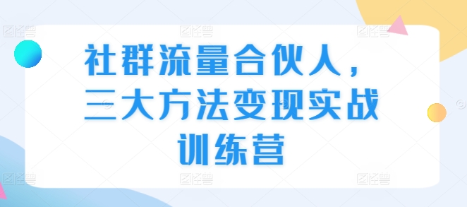 社群流量合伙人，三大方法变现实战训练营-8U创业网