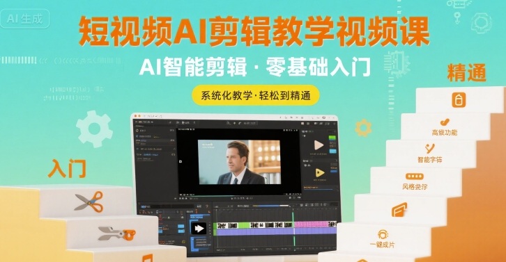 短视频AI剪辑教学视频课，入门到精通-8U创业网