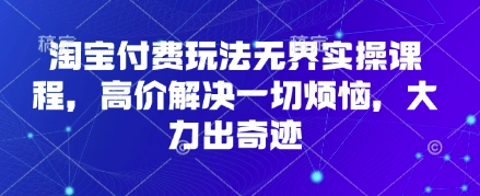 淘宝付费玩法无界实操课程，高价解决一切烦恼，大力出奇迹-8U创业网