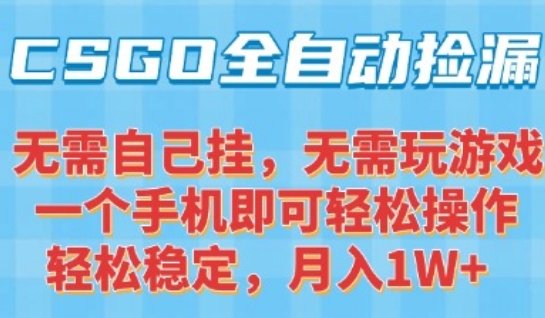 CSGO自动捡漏项目，最新独家玩法，一个手机可操作，新手小白轻松月入1W+，操作简单易上手【揭秘】-8U创业网