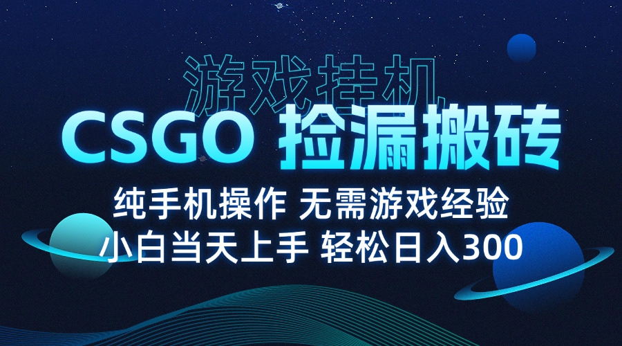 8月最新游戏搬砖，CSGO纯挂机，不需要玩游戏，实现真挂机，月入1W+-8U创业网