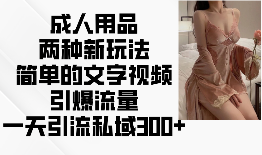 成人用品两种新玩法，简单的文字视频引爆流量，一天引流私域300+-8U创业网