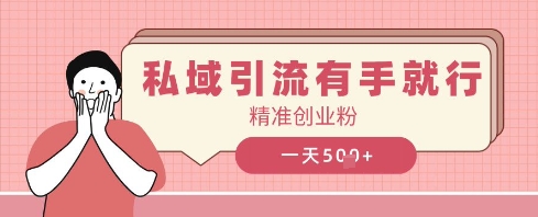 私域引流有手就行，日引500+精准创业粉-8U创业网
