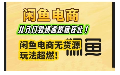 闲鱼电商实战课，从入门到精通秘籍在此，闲鱼电商无货源玩法超燃!-8U创业网