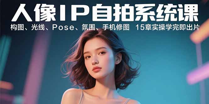 人像IP自拍系统课：构图、光线、Pose、氛围、手机修图 15章实操学完即出片-8U创业网