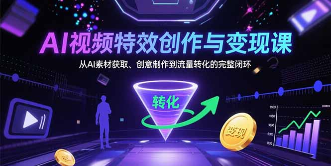 （15587期）AI视频特效创作与变现课：从AI素材获取、创意制作到流量转化的完整闭环-8U创业网
