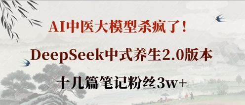 AI中医大模型杀疯了！DeepSeek中式养生2.0版本，十几篇笔记粉丝3w+-8U创业网