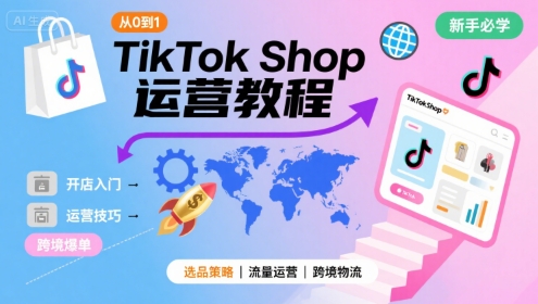 TikTok Shop从0到1运营教程，TikTok跨境电商新手必学课程-8U创业网