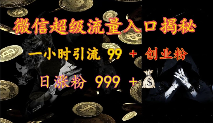 微信超级流量入口揭秘：一小时引流 99 + 创业粉，日涨粉 999 +-8U创业网