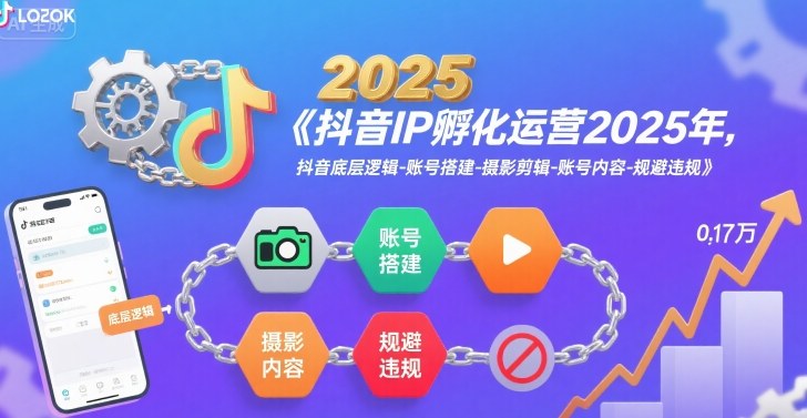 抖音IP孵化运营2025年，抖音底层逻辑-账号搭建-摄影剪辑-账号内容-规避违规-8U创业网