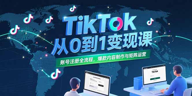 （15346期）TikTok从0到1变现课，账号注册全流程，爆款内容制作与矩阵运营-8U创业网