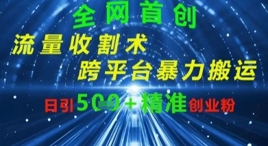 全网流量收割术：跨平台暴力搬运，日引500+精准创业粉-8U创业网