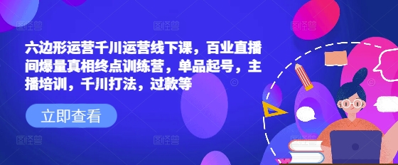 六边形运营千川运营线下课，百业直播间爆量真相终点训练营，单品起号，主播培训，千川打法，过款等-8U创业网